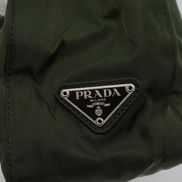PRADA Chain Shoulder Bag Nylon Khaki Silver Auth - Picture 8 of 16